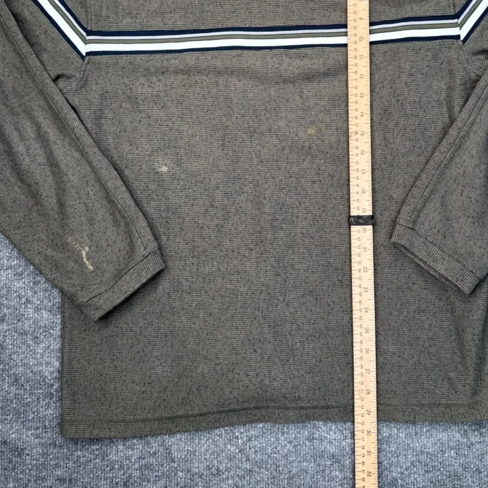 Retro Gear Mens‎ Large Sweater Olive Brown Striped Long Sleeve Y2K Cotton Blend